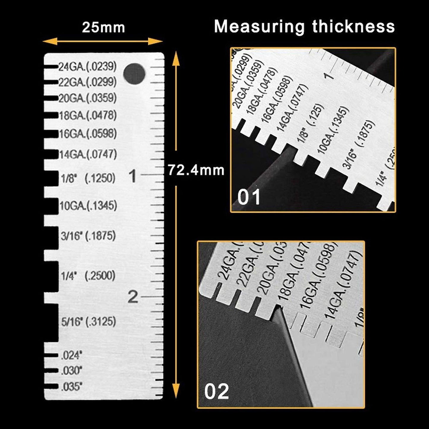 2 Pcs Wire Gauge Measurement Tool-round Wire Cable Sheet Thickness