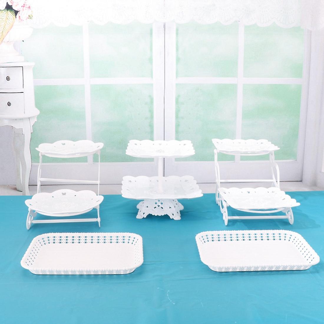 2 Tier Cake Dessert Holder Cupcake Pastry Biscuit Tray B Round