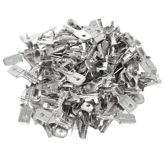 6.3mm Male Electrical Spade Crimp Terminals Wiring Connectors 100 Pcs
