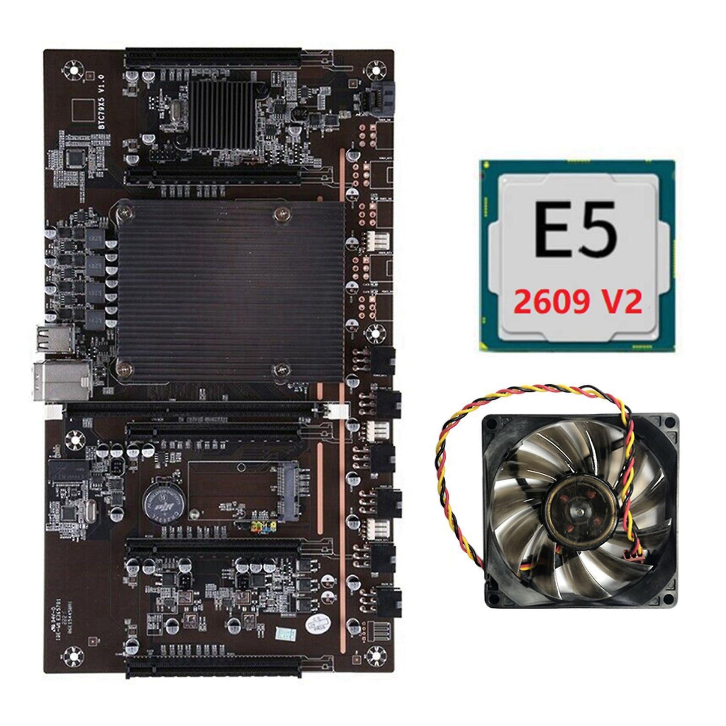 X79 H61 Btc Miner Motherboard with E5 2609 V2 Cpu+cooling Fan