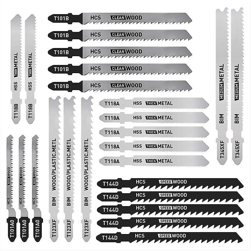 25 Pcs T Shank Jig Saw Blade Set, T-shank Blades for Wood