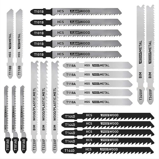 25 Pcs T Shank Jig Saw Blade Set, T-shank Blades for Wood