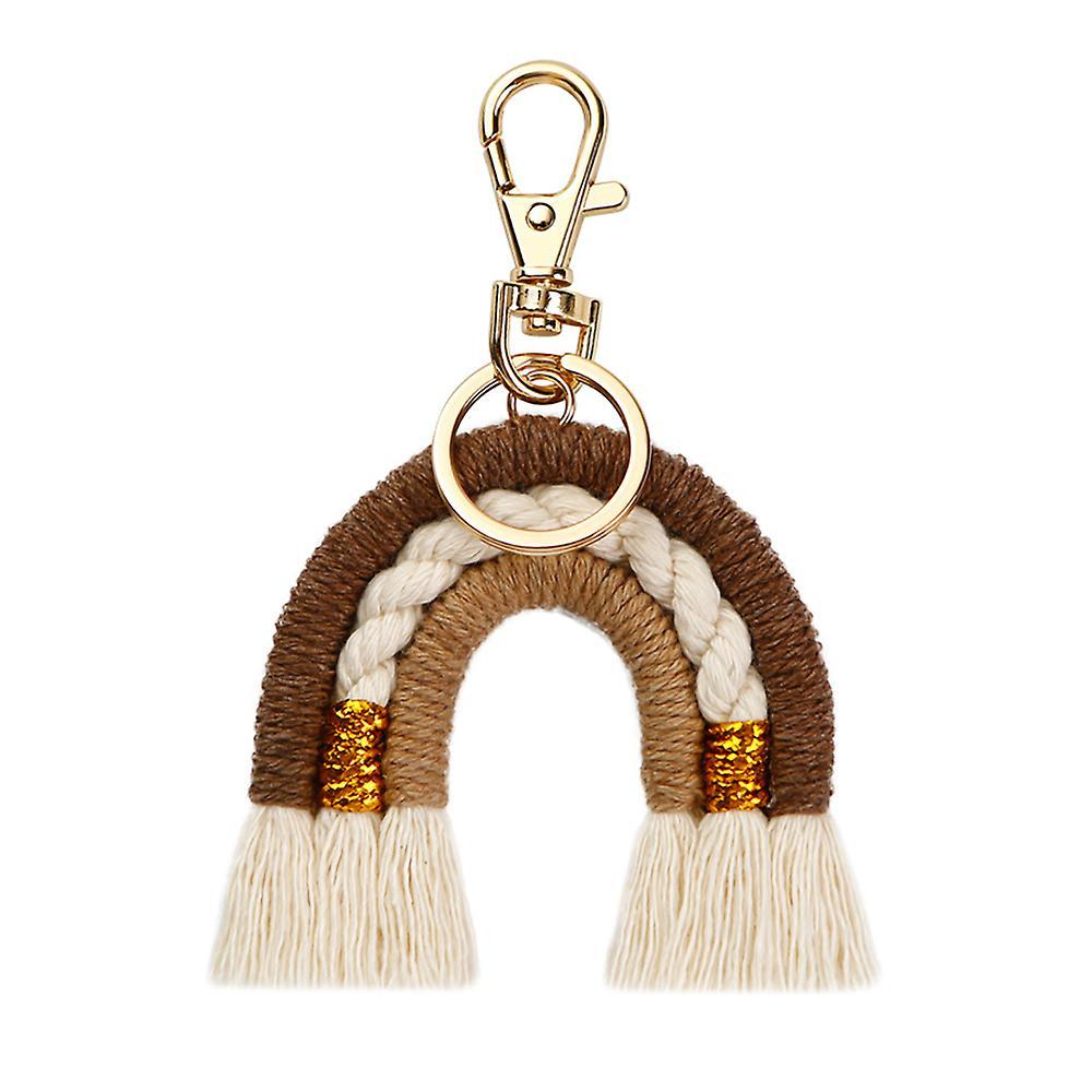 Macrame Rainbow Keychain, Handwoven Keyring, Boho Colourful, D