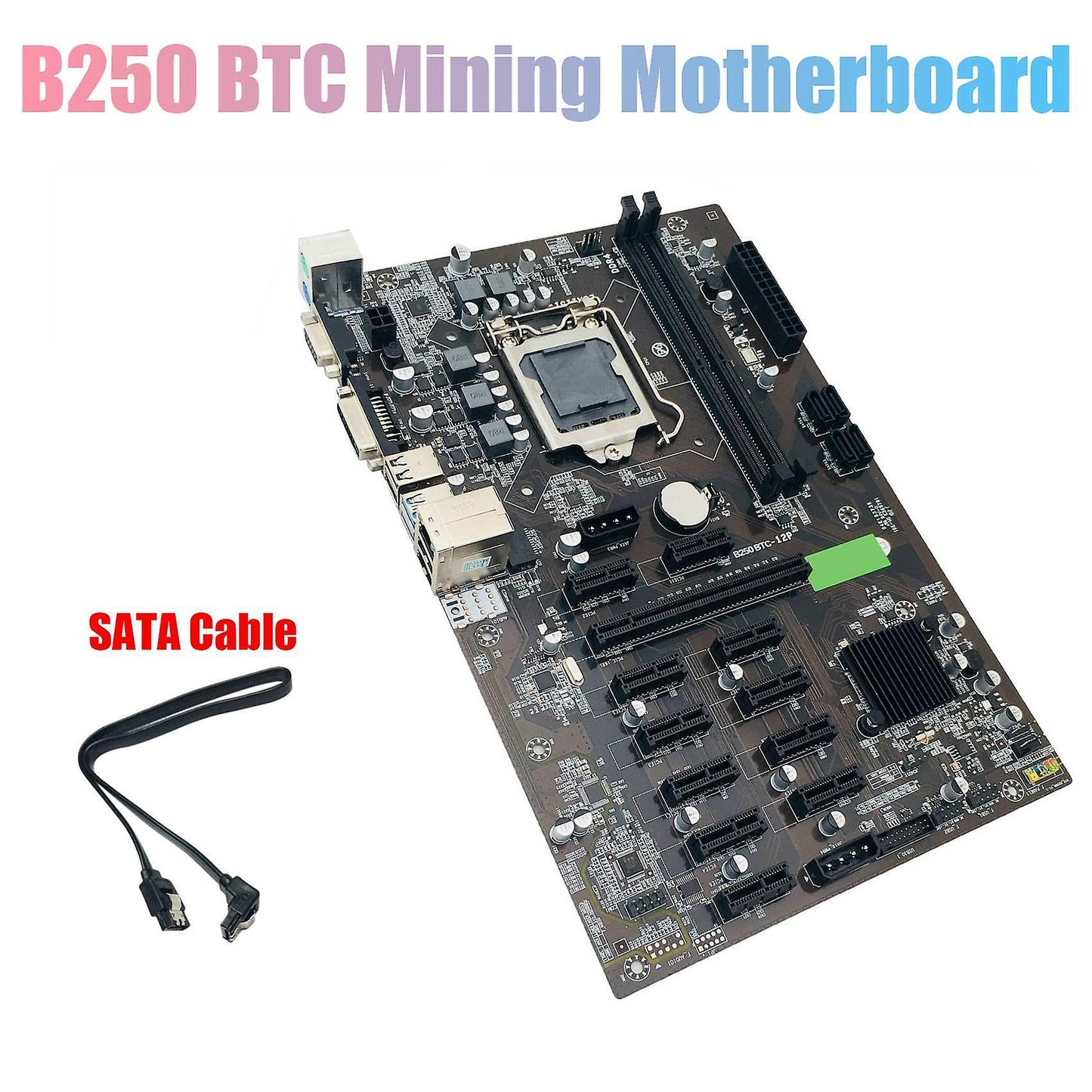 Btc B250 Mining Motherboard with Sata Cable Ddr4 for Busb3.0 Tc Miner