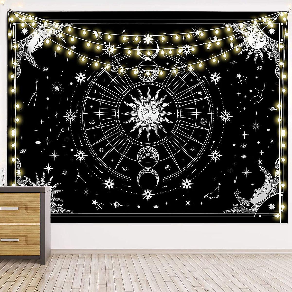 Sun and Moon Stars Space Tapestry for Bedroom Decor 51.2 X 59.1 Inch