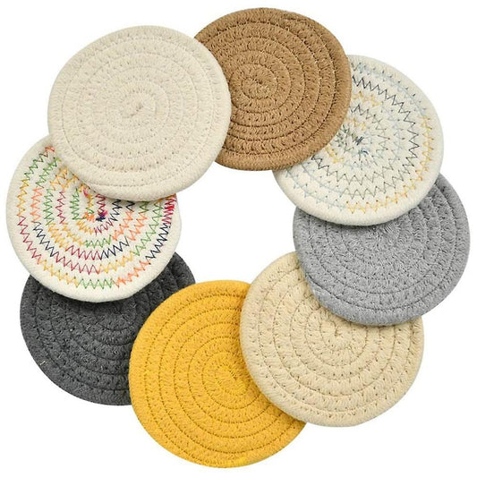 Cotton Round Woven Cute Coasters,thicken Braided Coasters for Drink