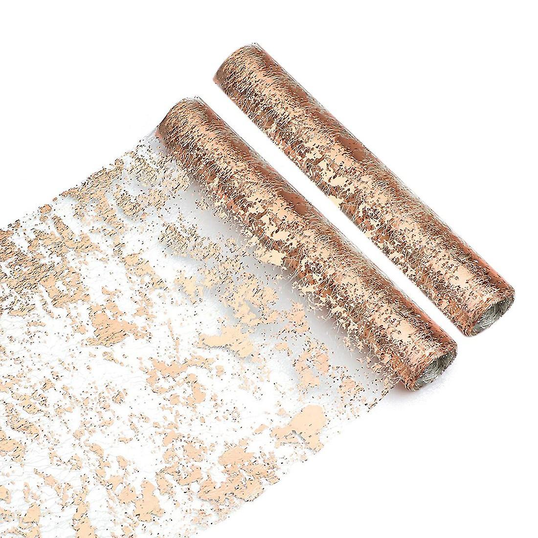 2 Pcs Rose Gold Table Runner, Sequin Glitter Foil Metallic 11x108inch