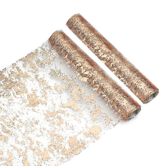 2 Pcs Rose Gold Table Runner, Sequin Glitter Foil Metallic 11x108inch