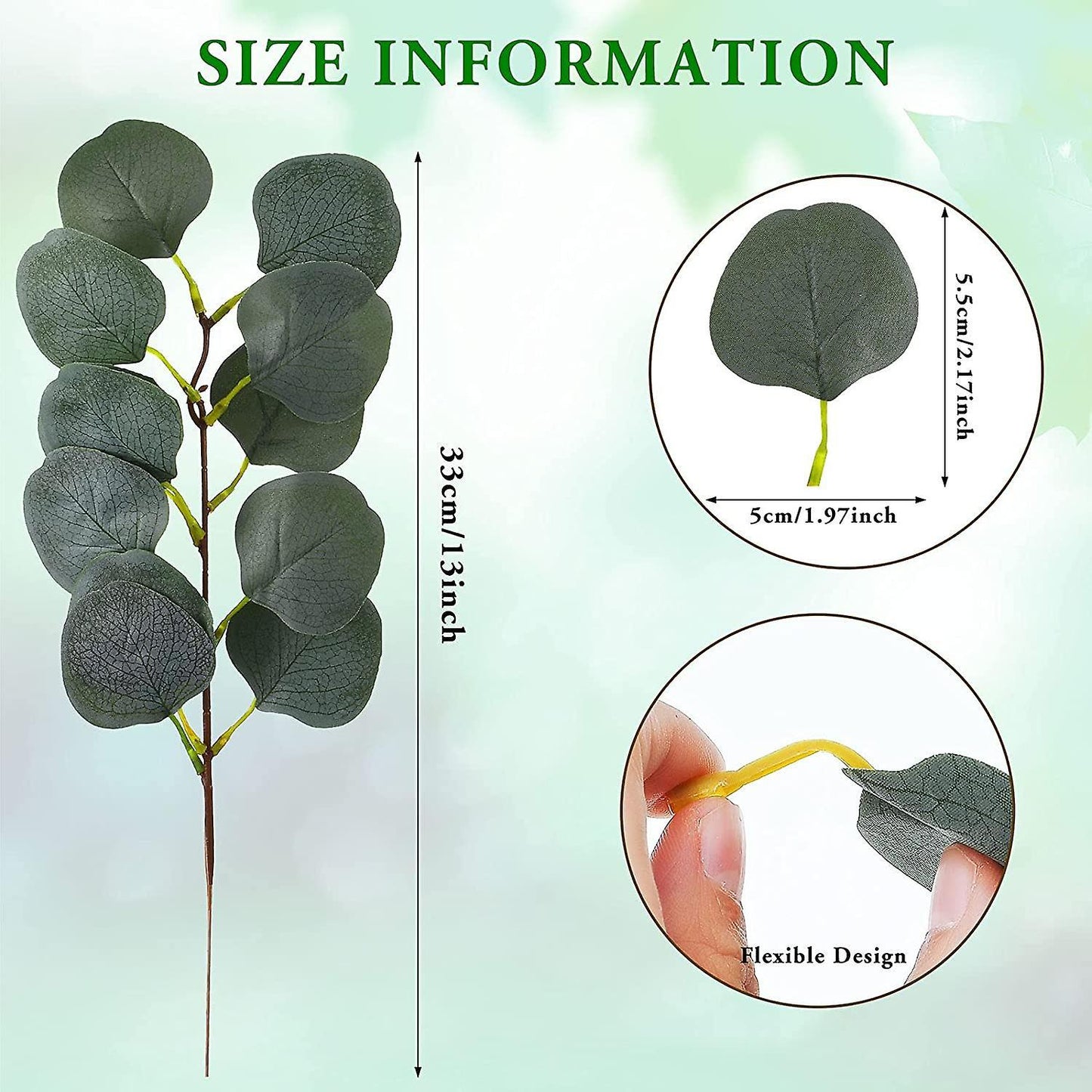 10 Pcs Fake Eucalyptus Leaves Stems Artificial Leaves for Home Decor