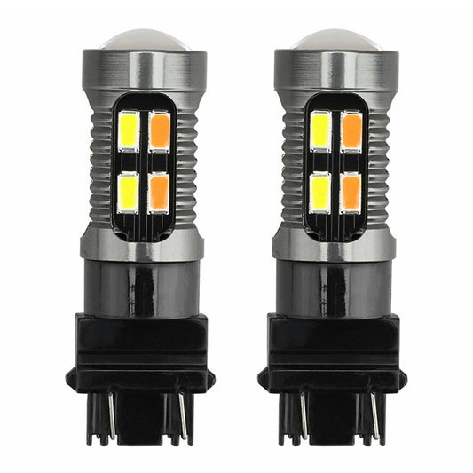 2x Led Light Dual Color T25 3157 P27-7w 5630 20smd White Amber B