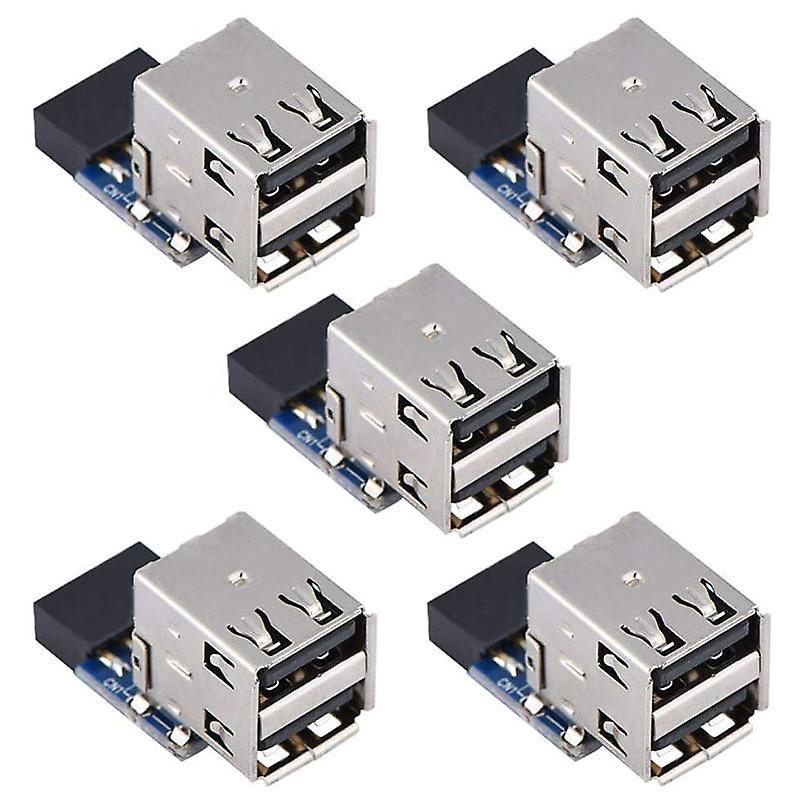 5pcs Desktop Board, 9pin/10pin Dual Usb2.0 A Port Front Panel Adapter
