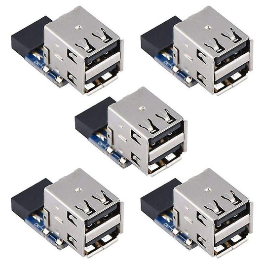 5pcs Desktop Board, 9pin/10pin Dual Usb2.0 A Port Front Panel Adapter