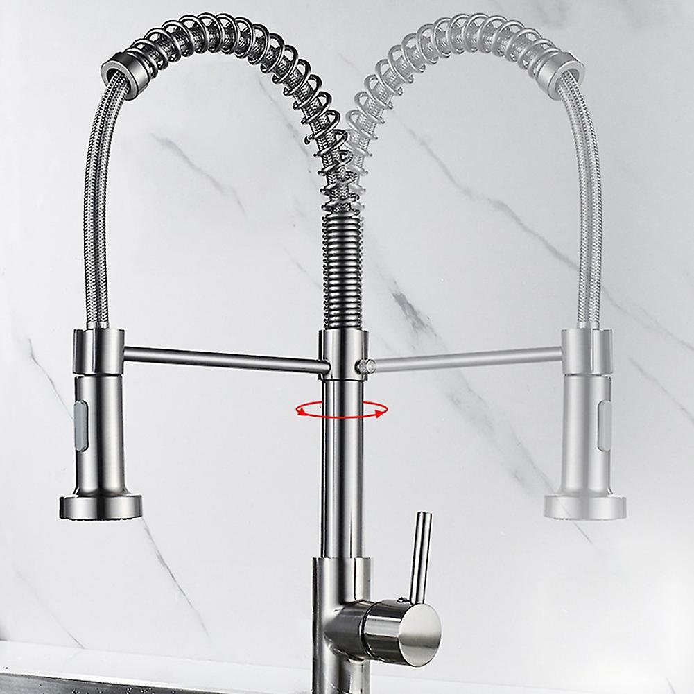 Hot Cold Kitchen Sink Faucets Copper Spring Spout Mixer Tap Crane-d