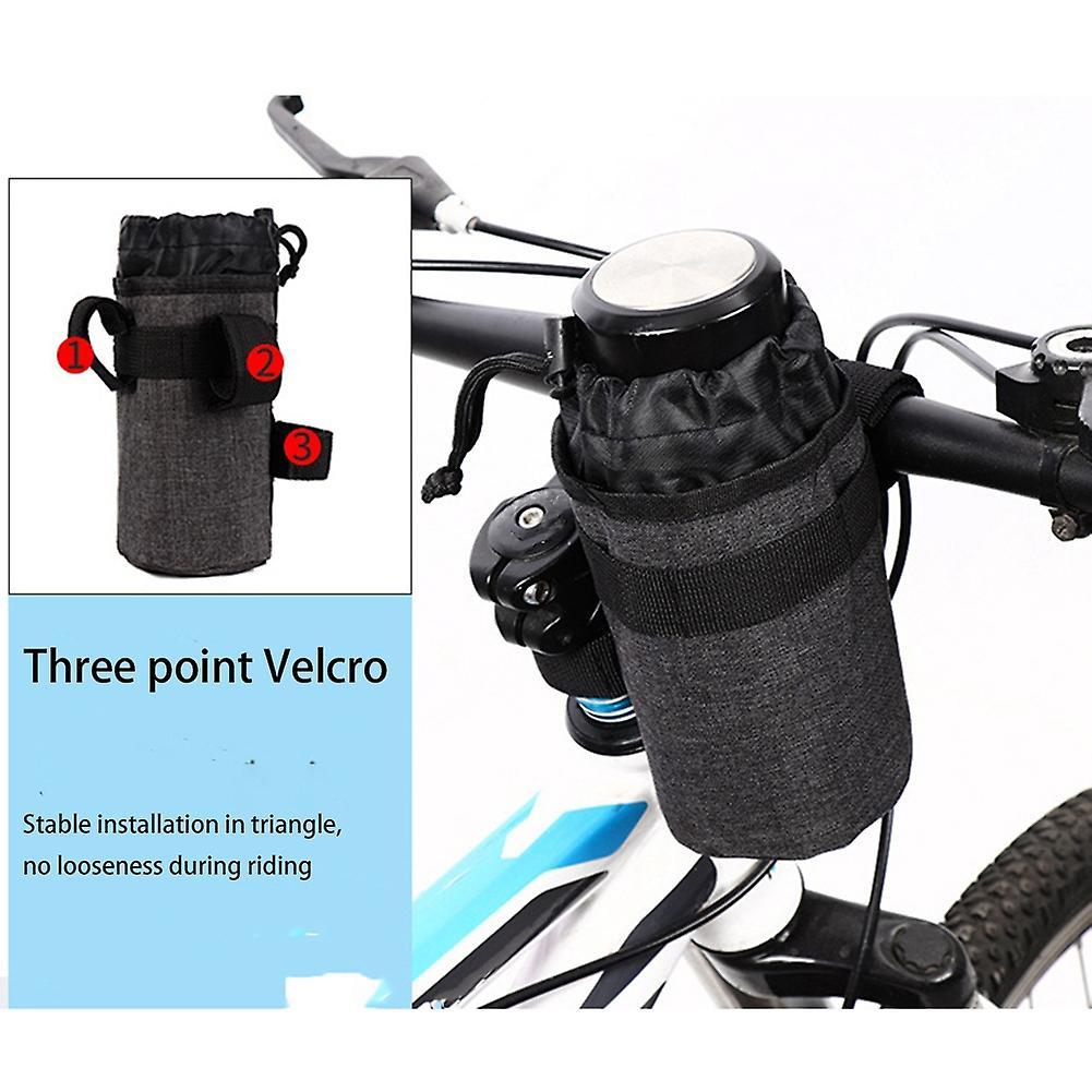 Portable Bicycle Water Bottle Container Drawstring Kettle Bag,gray