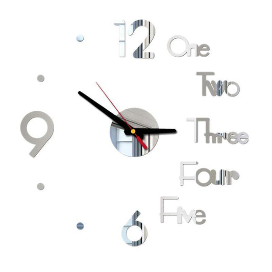Large Modern 3d Wall Clock Kit,for Living Room Bedroom Decor,silver
