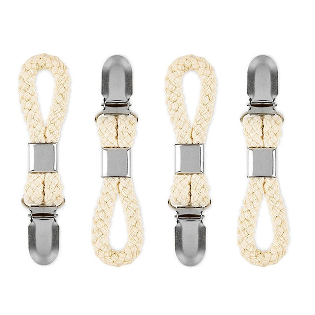 4pcs Braided Cotton Loop Towel Clip with Metal Clamp Multipurpose
