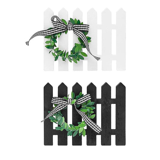 2pcs Farmhouse Wooden Picket Fence Tiered Tray Decoration Frame