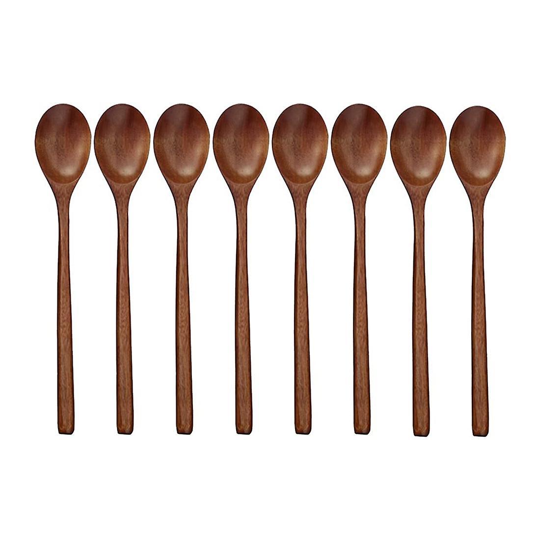 8 Pcs Wood Soup Spoons for Eating Mixing Stirring Cooking, Utensi