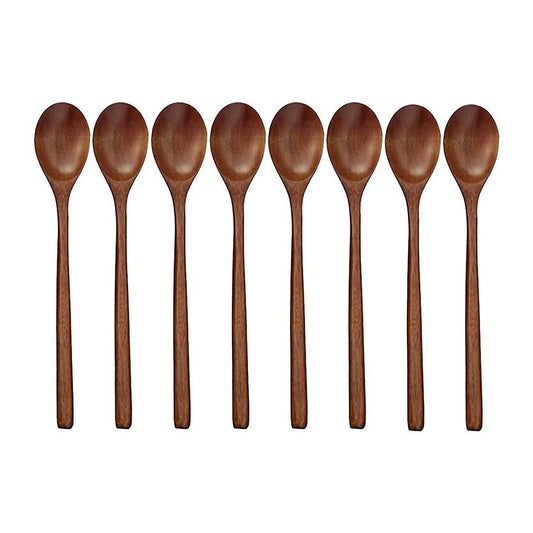 8 Pcs Wood Soup Spoons for Eating Mixing Stirring Cooking, Utensi