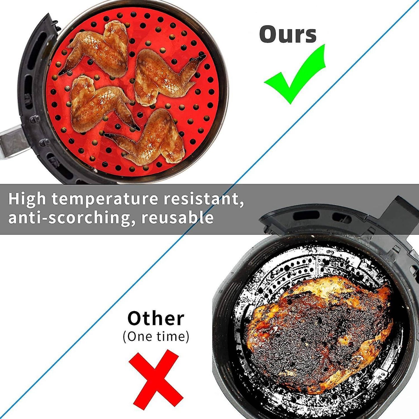 2pcs 9 Inch Silicone Air Fryer Liners for Ninja Gourmia Power Xl