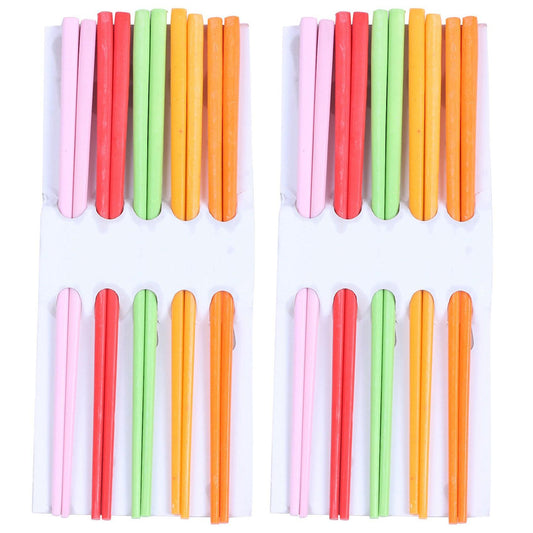 5 Pairs Assorted Color Plastic Chinese Chopsticks 8.7 Inch Long