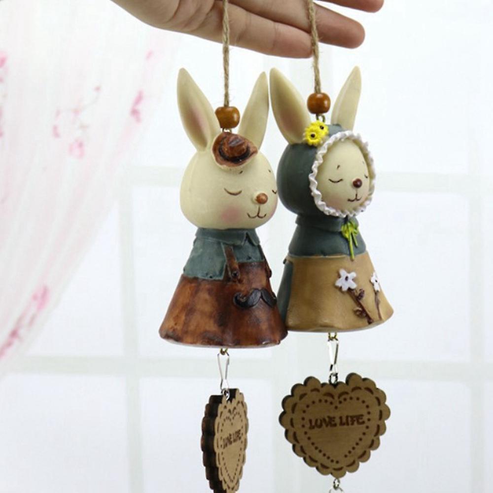 Easter Bunny Wind Chimes Rabbit Resin Crafts Ornaments Wind Chimes(a)