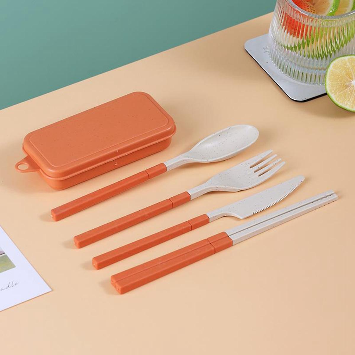 Combination Portable Outdoor Travel Tableware Student Set Beige