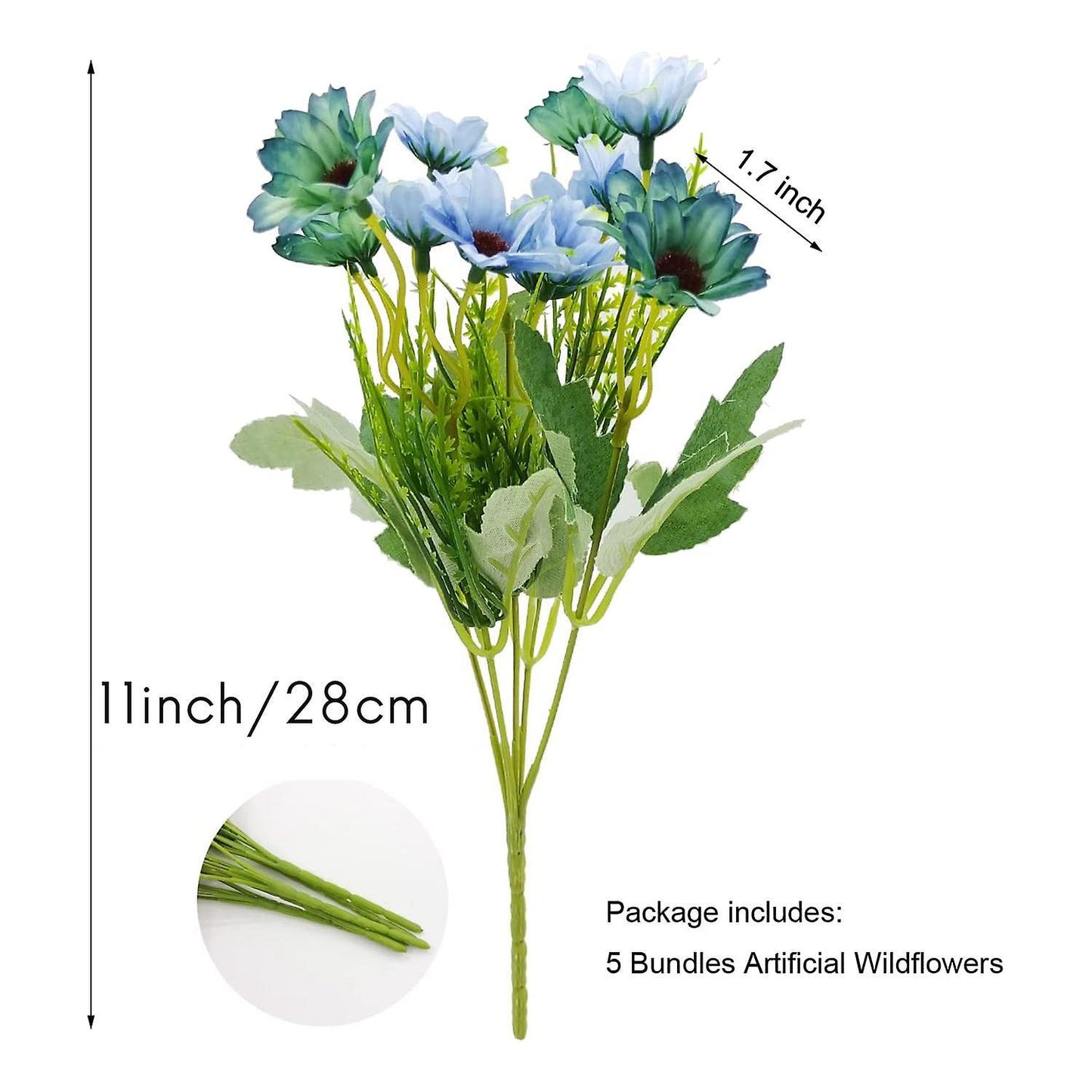 Artificial Wildflowers Fake Daisy Silk Faux Flowers Blue
