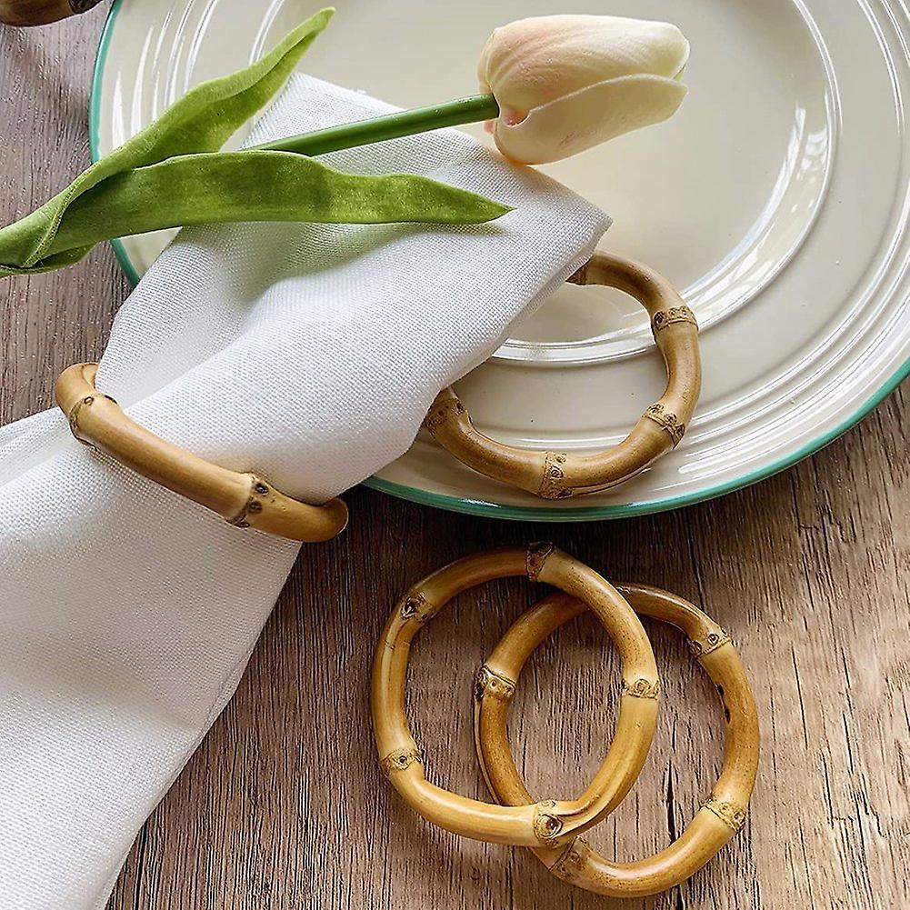 Handmade Bamboo Napkin Ring Natural Rustic Napkin Holders, Set Of 6