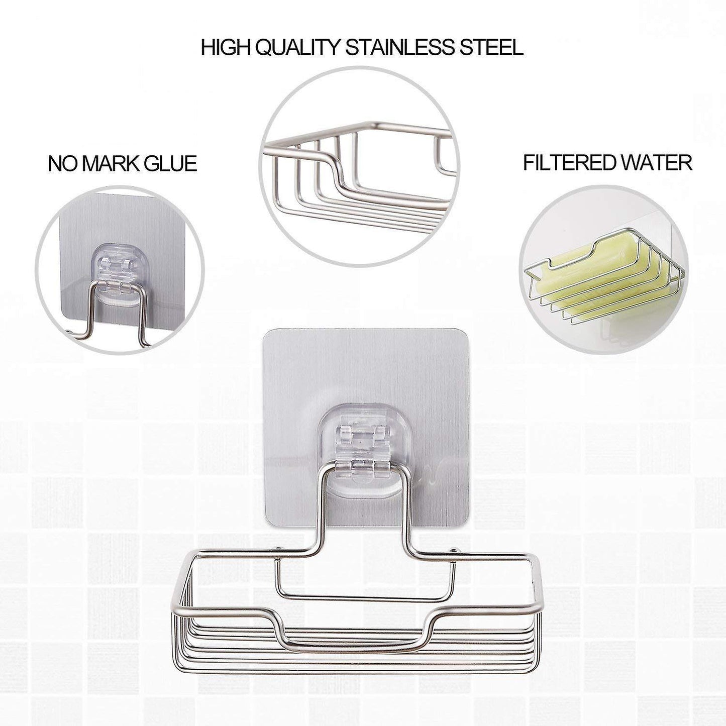 Wall Mounted Self Adhesive Holder - Stainless Steel (opaque Base)