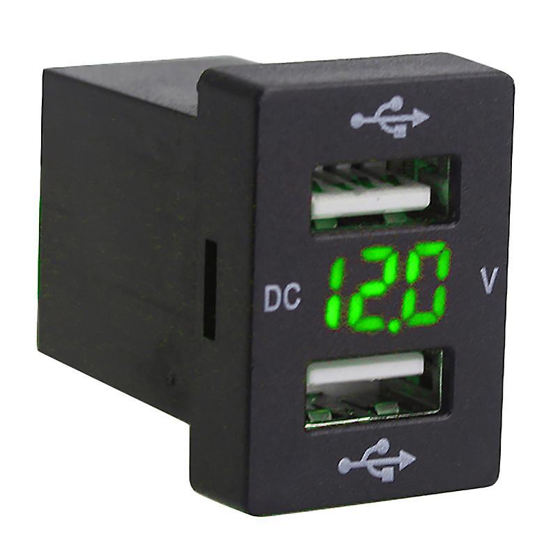 12v Car Charger with Fuse for Toyota for Phone Led Display (green)