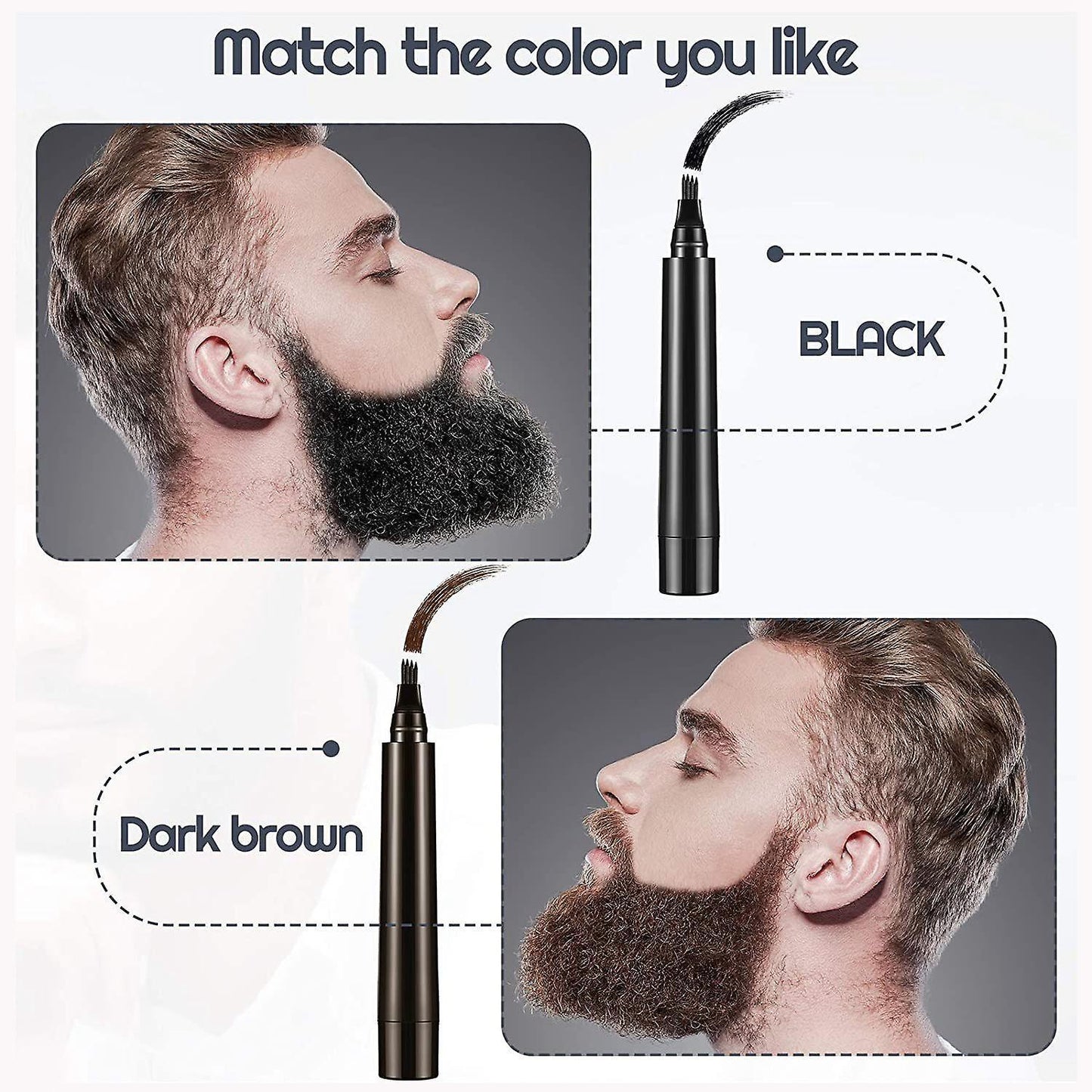 Beard Filling Pen Kit Male Mustache Repair Styling Tool(dark Brown)