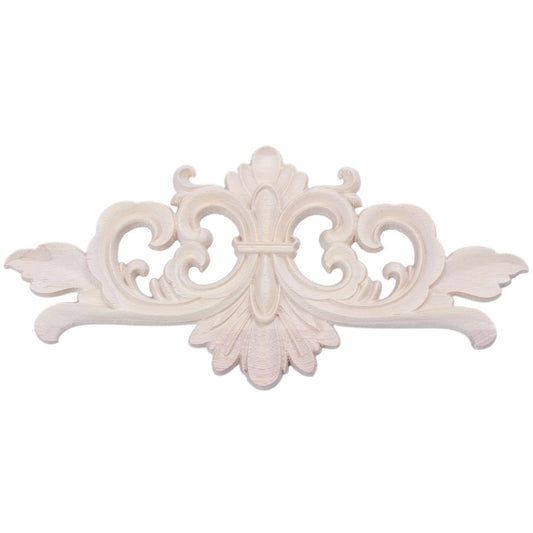 22*10 Cm Wood Carved Corner Onlay Applique Decor Unpainted