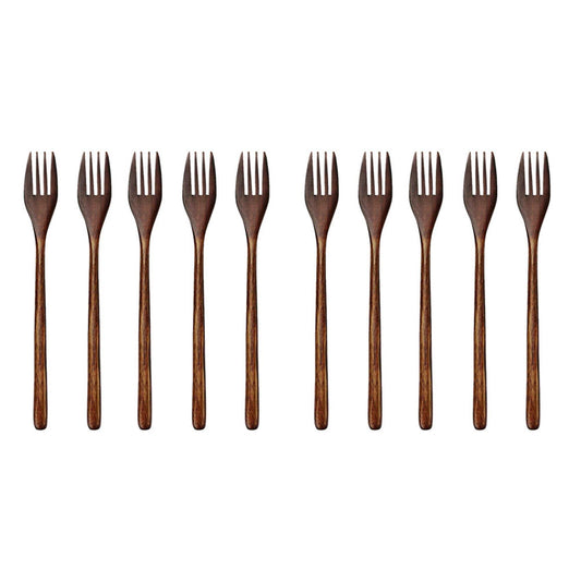 Wooden Forks, 10 Pieces Wood Salad Dinner Fork Tableware