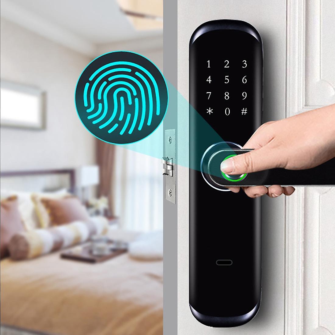 Tuya App Wifi Mobile Phone Remote Password Smart Door Lock Black