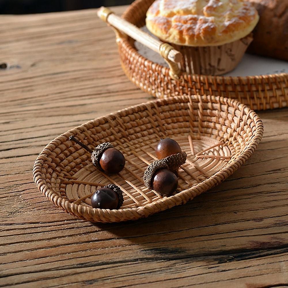 Woven Storage Basket Rattan Bread Basket for Home Desk Snack Sundries
