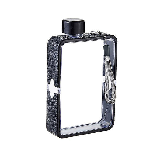 380ml Portable Transparent Kettle A5 Flat Paper Cup Mouth Drink Black