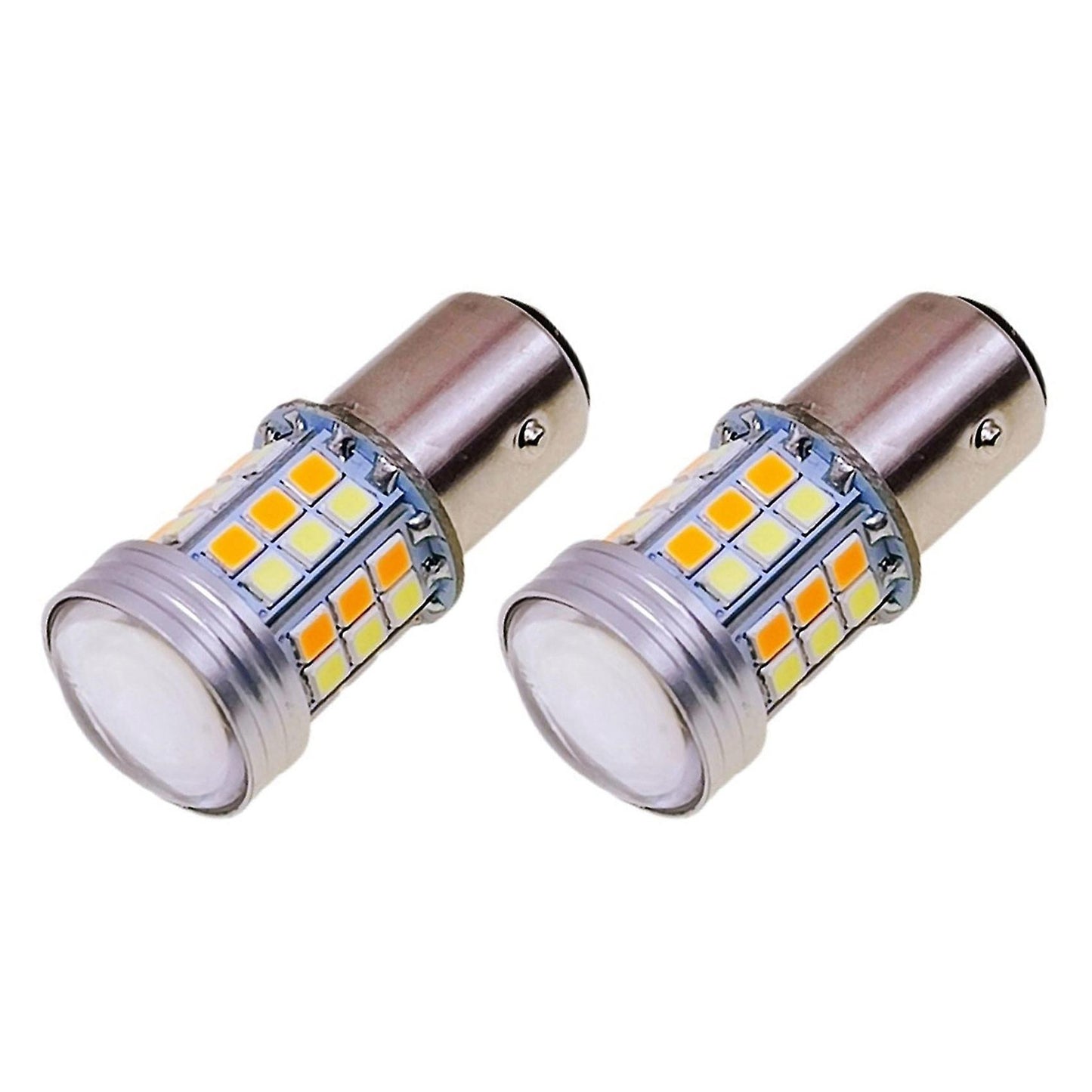 2pcs Led Bulb Bay15d P21/5w 45smd Dual Color Light Ice Blue+yellow