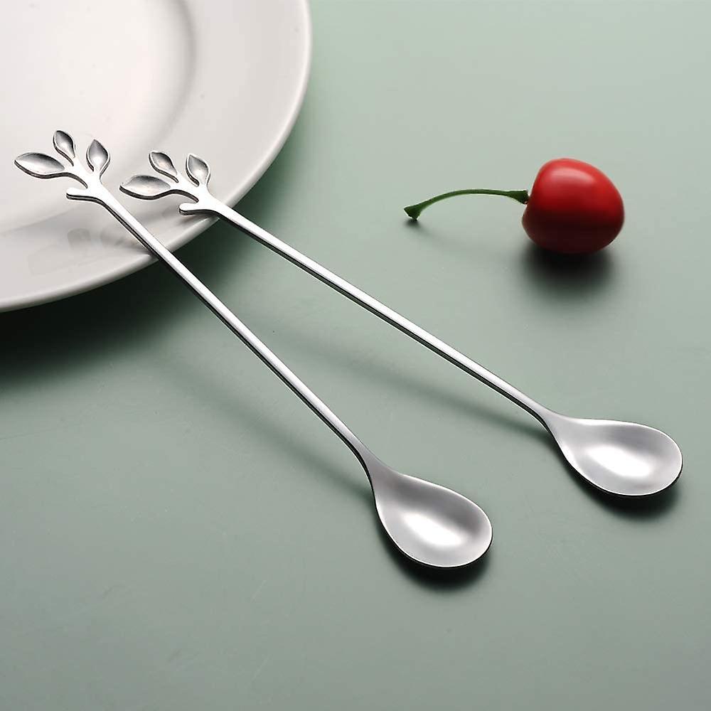 Stainless Steel Coffee Spoon Set,10 Pcs Silver Leaf Stirring Spoons