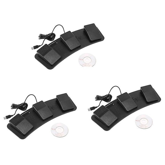 3x Fs3-p Usb Triple Foot Switch Pedal Control Keyboard Mouse Plastic