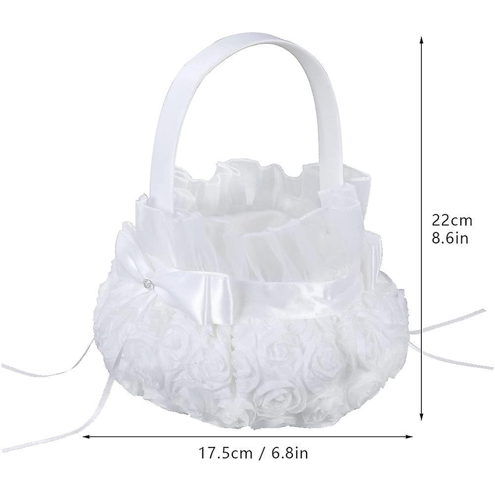 Silk Flower Girl Baskets for Wedding Flower Basket with Handle