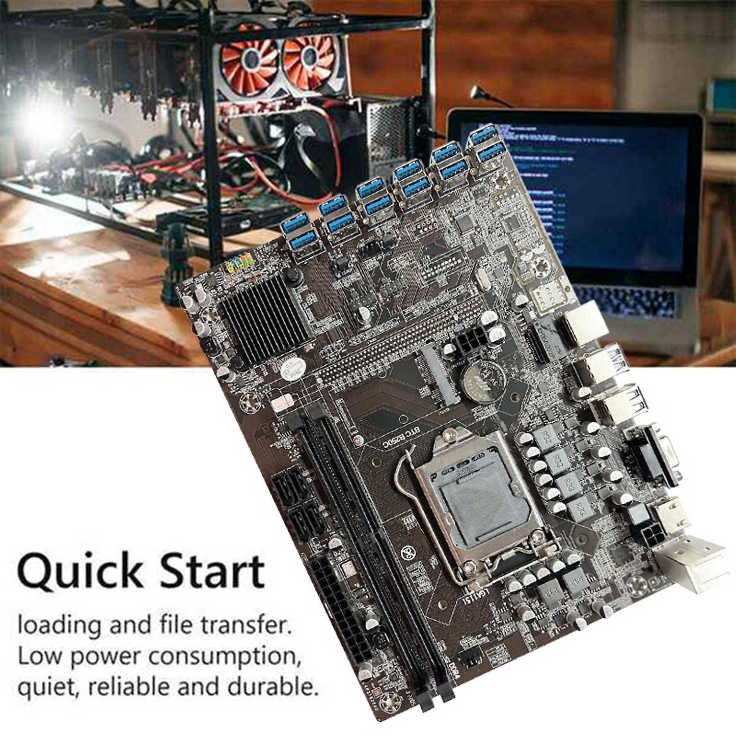 B250c Btc Mining Motherboard+2xsata Cable+switch Cable for Eth Miner