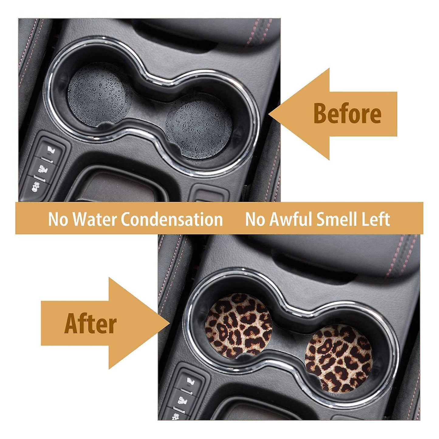 6 Packs 2.56 Inch Leopard Car Coasters,car Cup Pad for Car Kitchen