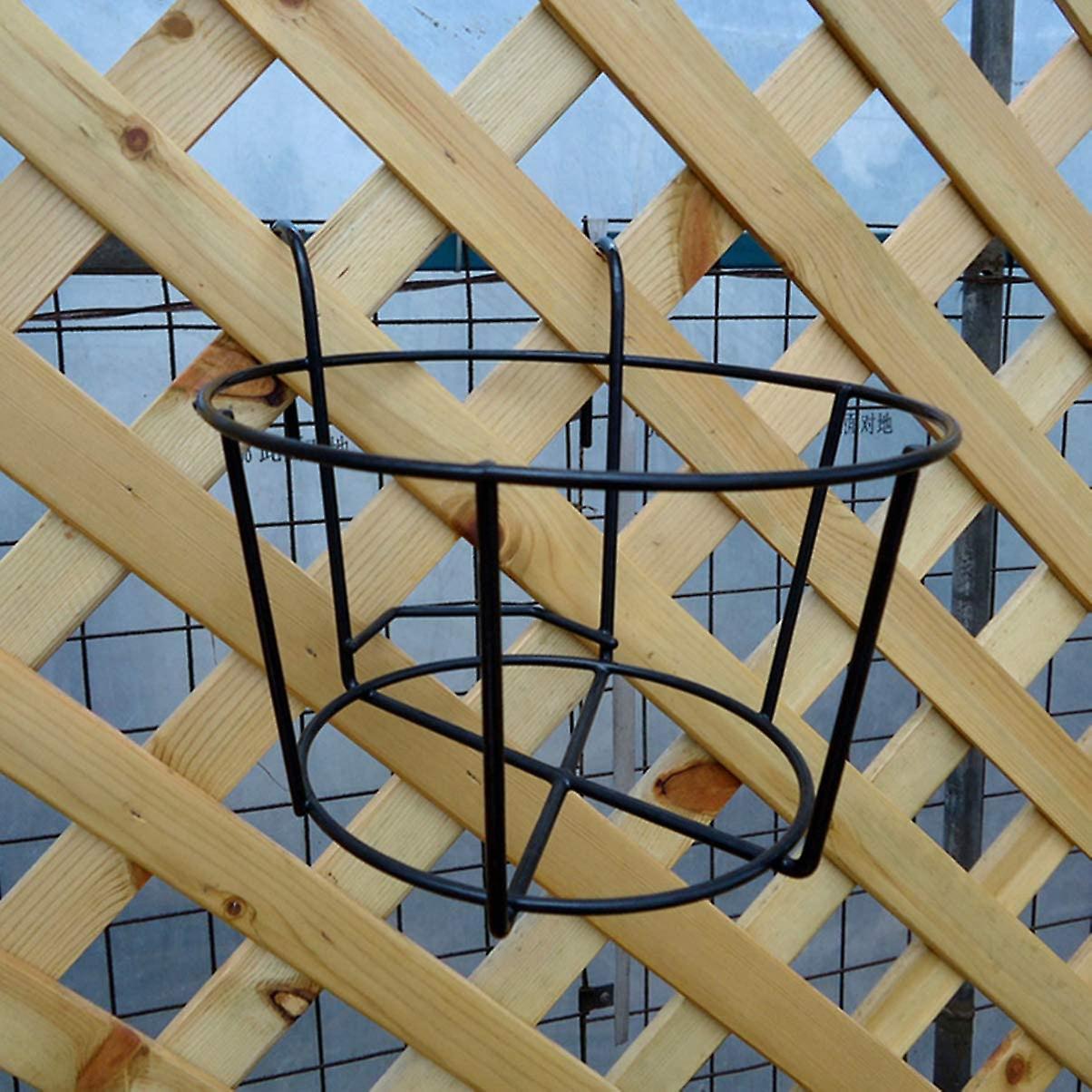 Balcony Flower Stand Wrought Iron Potted Plant Hanging Mount(black)