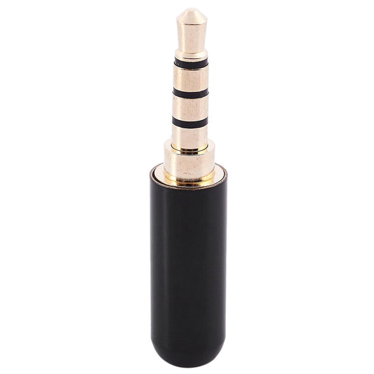 3.5mm 4 Pole Male Plug Solder Connector Gold Tone Black for 4mm Cord