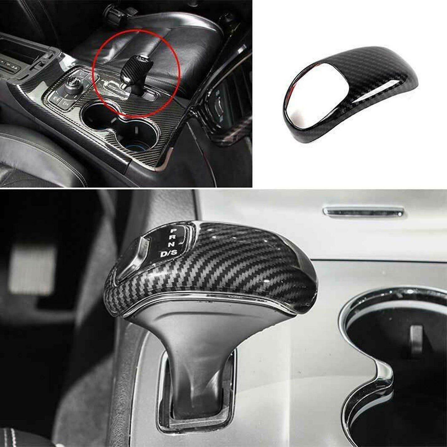 Carbon Fiber Gear Shift Knob Shifter Lever Cover Trim Decoration
