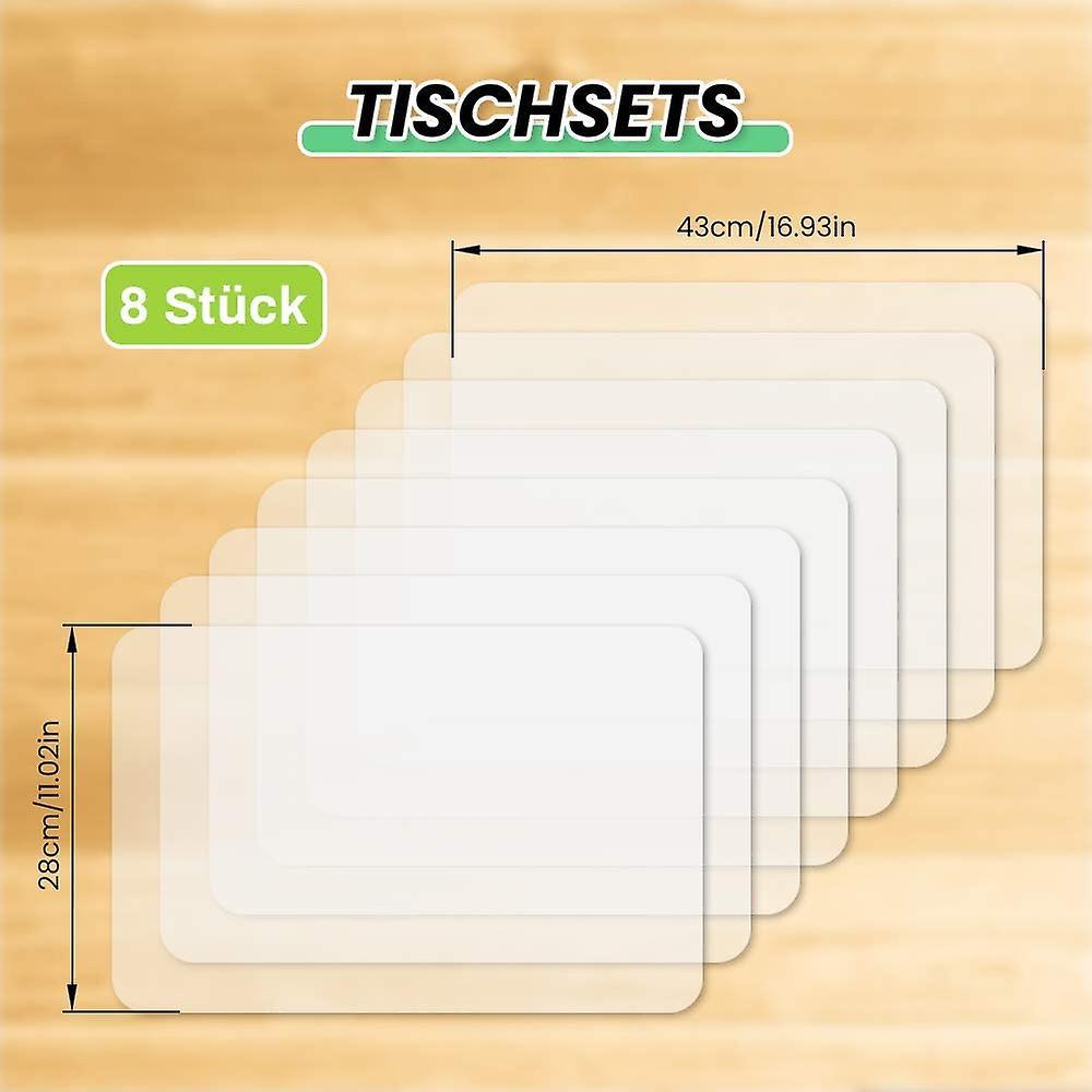 Set Of 8 Transparent Place Mats Washable Anti-fouling Heat Resistant