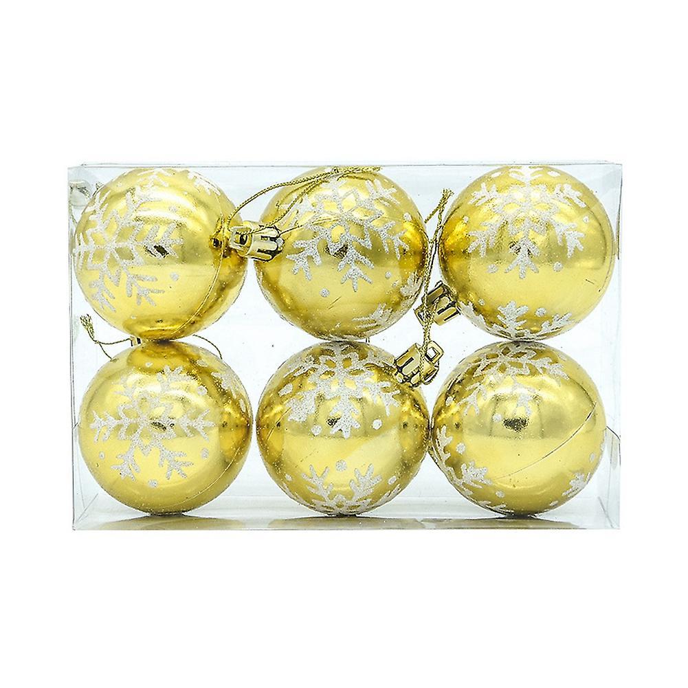 6pcs 6cm Christmas Balls Christmas Tree Decorations Gift -gold