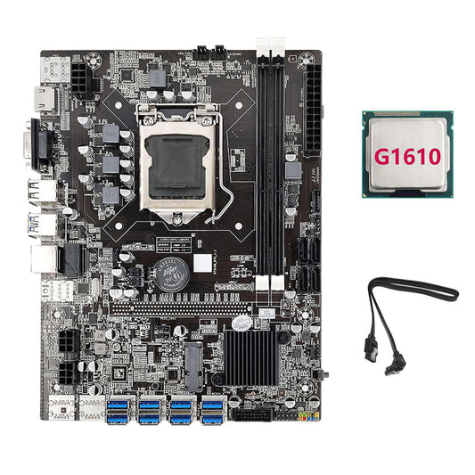 B75 Eth Mining Motherboard 8xpcie Usb Adapter+g1610 Cpu+sata Cable
