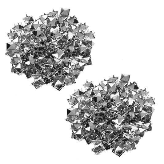 100 Pcs 10mm Diy Metal Punk Spikes Spots Pyramid Studs Goth-silver